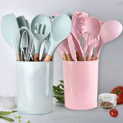 China Viable Wholesale China Stainless Steel Kitchen Accessories Low Moq Non Stick Tools Cooking Silicone Kitchen Utensils Sets With Rack for sale