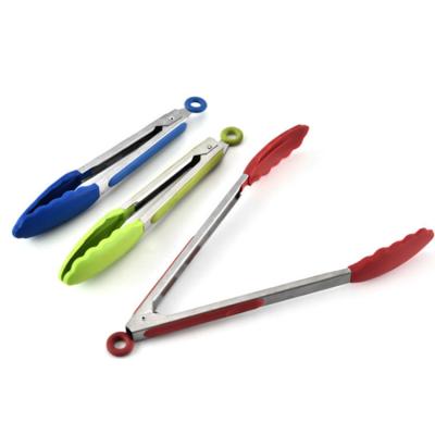 China Sustainable Silicone Cookware Utensil Sets Food Staples Stainless Steel Handle Fin Tongs Cookware Sets for sale