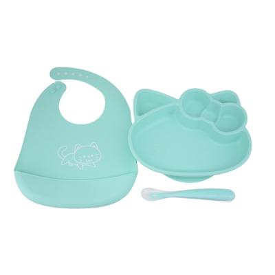 China Baby Suction Food Tray Cute Dinner Set Plate Silicone Baby Dish Contemporary Feeding Children for sale