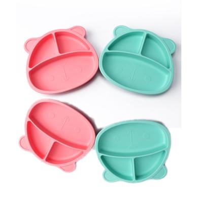 China Animal Shape Children's Food Tray Baby Suction Silicone Kids Dinner Bowl Plates Set Silicone Baby Dish for sale