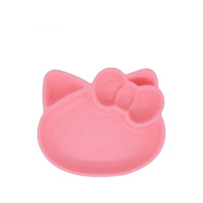 China Stocked Food Grade Toddler Snack Bowl Divided Suction Kids Dinner Place Mat Baby Silicone Dish for sale