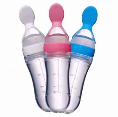 China Hot Sale Baby Bottle Spoon Conductor BPA Free Safe Silicone Baby Feeding Bottle for sale