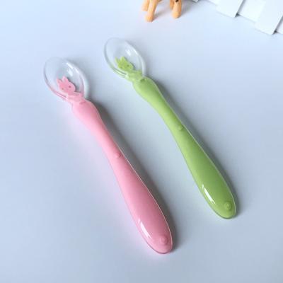 China Food Grade BPA Free Silicone Baby Spoon Wholesale Heat Resistant Infant Infant Spoon For Baby Trainer for sale