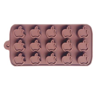 China Viable Custom Apple Form 15 Holes Biscuit Moldes De Silicone Para Chocolate Silicone Chocolate Mold for sale