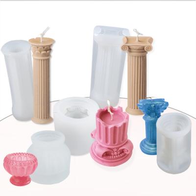 China Viable Manufacturing Custom Epoxy Resin Molds Rome Pillar Silicone Molds For Candles Long Pillar for sale