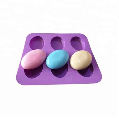 China Viable Custom Classic Oval Shape 6 Cavities Silicone Soap Mold Making Tools Candle Cake Rubber Soap Molds for sale