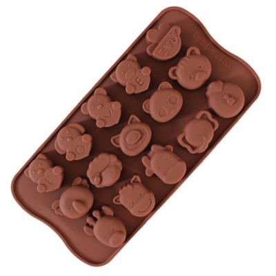 China 15 Cavities Multi Viable Shape Silicone Chocolate Mold Animal Shape Chocolate Cake Candy Mold for sale