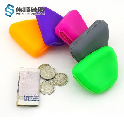 China NATIONAL Custom Waterproof LOGO Coin Pocket Silicone Coin Purse Trapezoid Slider Zipper Bag for sale