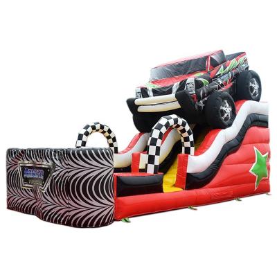 China Commercial Theme Kids Car Racing Inflatable Slide Monster Truck Inflatable Slide For Sale for sale