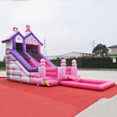 China Cheap Pink Kids Commercial Swimming Pool Small Waterslide Inflatable Water Slide For Girl for sale