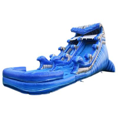 China Blue Commercial Waterslide Kids Swimming Pool Small Cheap Inflatable Wave Water Slide For Girl for sale