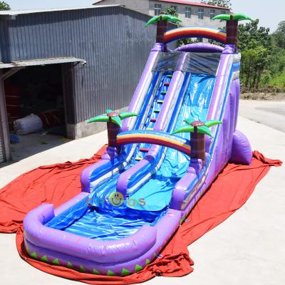 China Cheap Purple Inflatable Kids Commercial Waterslide Water Slide Inflatable Pool Splash Water Slide for sale