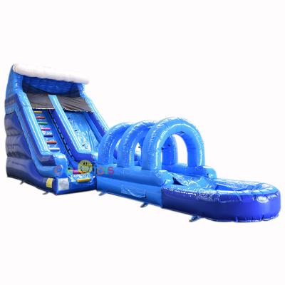 China Small Wave Blue Commercial Inflatable Kids Large Commercial Inflatable Waterslide Outdoor Cheap Inflatable Water Slide for sale