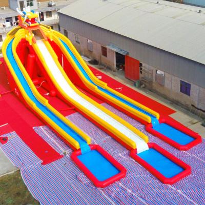 China Commercial custom made giant triple lane water slide inflatable moving water park waterslide for adult for sale