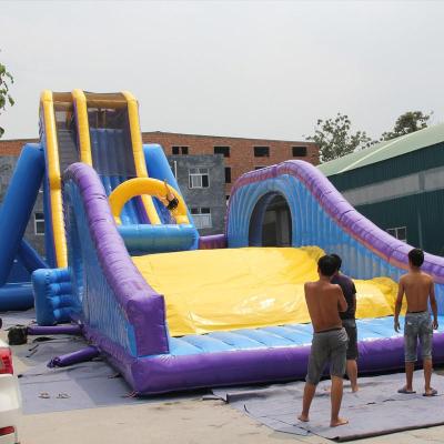 China Large commercial outdoor dropkick inflatable water slide drop kick amusement park waterslide for adult for sale