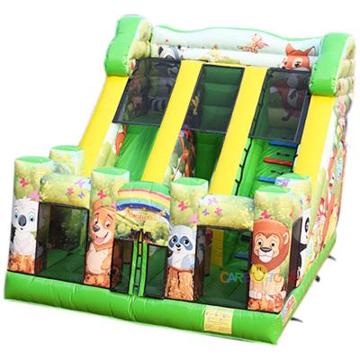 China Commercial Cheap Small Jungle Animal Inflatable Slide for sale