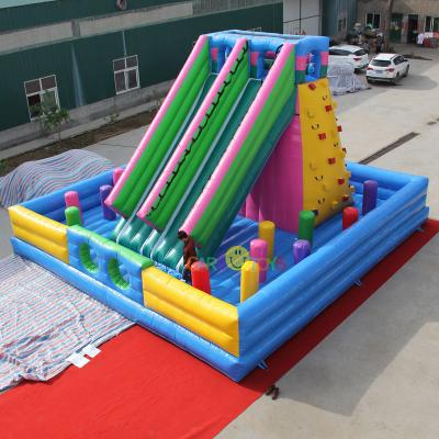 China Large commercial inflatable slide with climbing wall for sale for sale