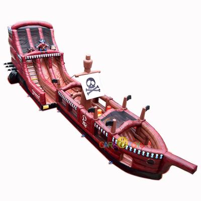 China Commercial giant inflatable pirate ship slide with obstacle course for sale for sale