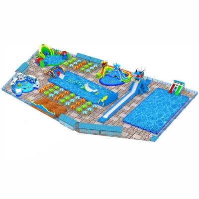 China Commercial Custom Inflatable Slide With Water Pool Inflatable Water Park For Sale for sale