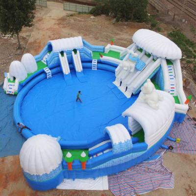 China Commercial Hot Sale Polar Bear Ice World Large Inflatable Water Park, Inflatable Swimming Pool Park For Kids for sale