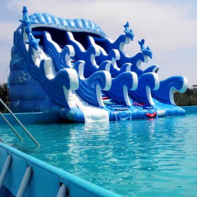 China Commercial blue dolphin water slide for mobile swimming pool water park for sale for sale