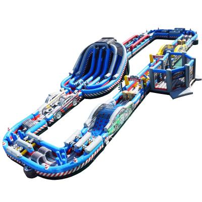 China Large Commercial Inflatable Speedway Racing Car Obstacle Course For Sale for sale