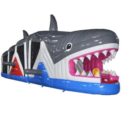 China Commercial Giant Inflatable Shark Theme Obstacle Seaworld Animal Obstacle Course For Kids for sale