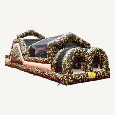 China Commercial Small Camouflage Military Inflatable Obstacle Challenge Course For Kids for sale