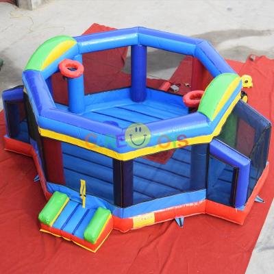 China Commercial inflatable gladiator jousting arena with basketball hoop and football goal combined for sale for sale