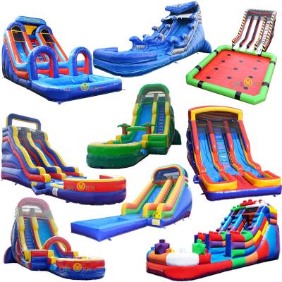 China Canton 30ft inflatable waterslides fire n commercial inflatable slide curved big kahuna water slides for party rental for sale