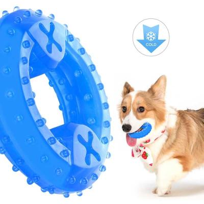 China Dog Chew Ring Freeable Pet Chew Toy TPR Soft Cooling Toy For Puppies Equipped With Treats for sale