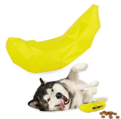 China Durable Puppy Teeth Cleaning Durable Bite Toy for Small Dog Banana Shape Filled Treats Food Dispenser for sale