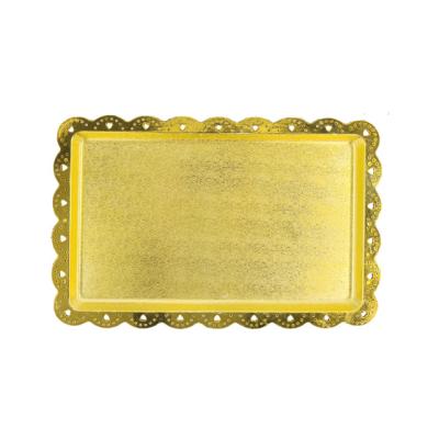 China Stable Plastic Gold Serving Tray Rectangular Plates for Dessert Donut Cupcake for Wedding Christmas Graduation Party for sale