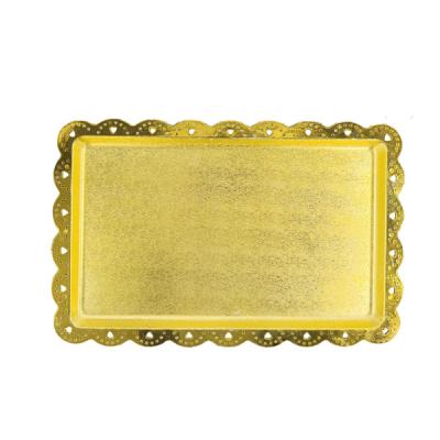 China Stable Gold pp Tray Rectangular Plates for Dessert Donut Cupcake for Wedding Christmas Graduation Party for sale