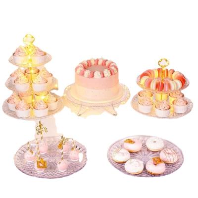 China Bonus string lights x3; Lightweight ; reusable and easy to set up 5 pieces of Cupcake Stand PS Places Crystal Clear Cake Stand with lightweight strings perfect for wedding birthday party gold struts for sale