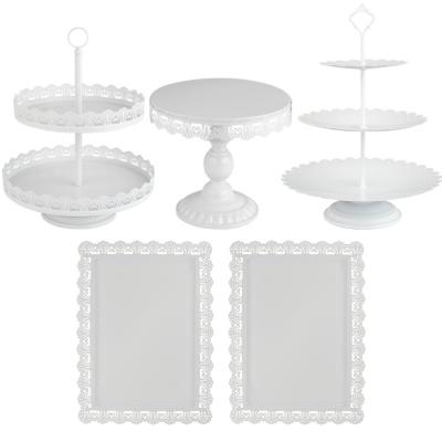 China Sturdy Metal Cake Stand Set 5 Pieces Show Plate Serving Rack Decoration For Party Wedding Birthday for sale