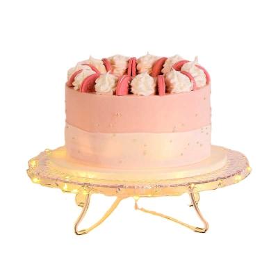 China 12 inch light lit clear cake stand dish stand with string lights suitable for birthday cakes perfect for wedding party anniversary for sale