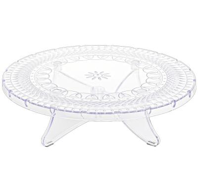 China Crystal Clear Plastic Cake Stand Lightweight 12 inch Serving Round Dish for Birthday Cake Wedding Christmas Party Tea Party for sale