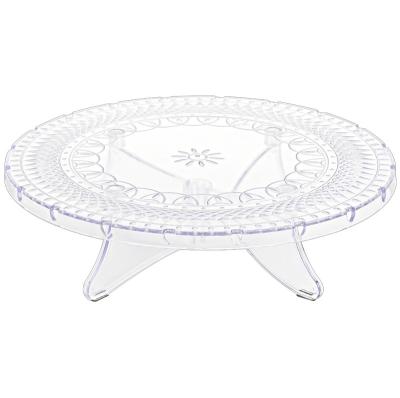 China Light Weight 12 Inch Round Plastic Crystal Clear Cake Stand 30cm Plate For Wedding Birthday Tea Party for sale