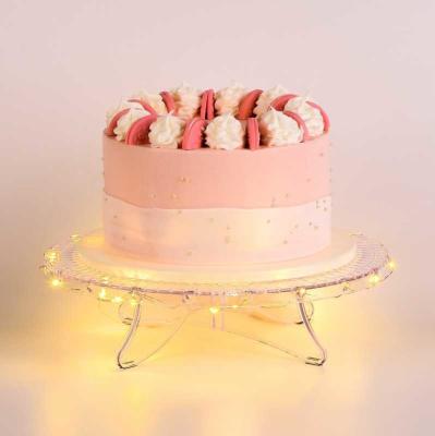 China 12 Inch Cake Stand 30cm Diameter Dish Light Stand With LED String Lights Birthday Cake Perfect For Wedding Party Anniversary for sale