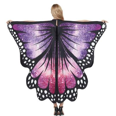 China Eco-friendly XH Fashion Christmas Halloween Costume Rainbow Butterfly Wings Butterfly Print Wings Cape for sale