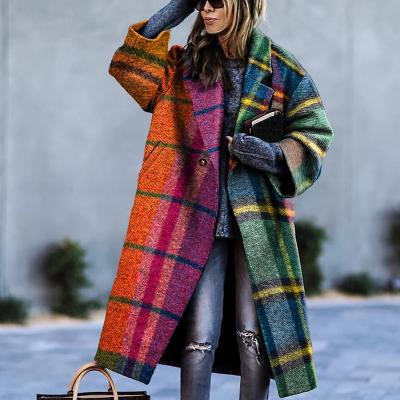 China XH Breathable Women Coat Winter Autumn Outwear Long Sleeve Luxury Classic Thick Plaid Print Girl Warm Fleece for sale