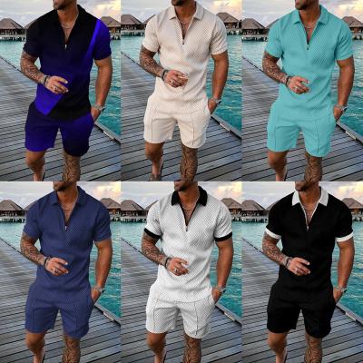 China European and American hot sale men's summer shorts set sleeve QUICK DRY shorts men's sports beach leisure two pieces for sale