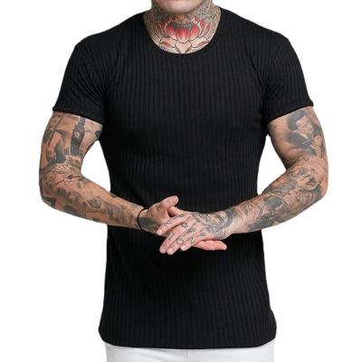 China High Quality Rib Plain Black White Classic Cotton Anti-Wrinkle Summer T-shirt Shorts Sheathed 100% Men's T-Shirts for sale