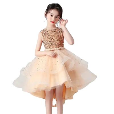 China 2024 Sleeveless Bow Knot Summer Children Princess Dress Kids Sequin Dress Breathable Tow Girls Party Wedding Dress for sale