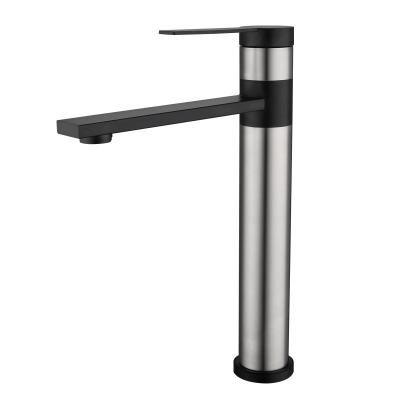 China Metered Faucets Single Handle 360 ​​Degree Rotation Black Tall Basin Faucet for sale