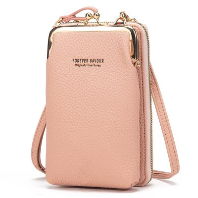 China One Shoulder/Diagonal/Hand Bag Touch Screen Phone Bag Fashion Custom Korean Single Slope Women's Wallet Slope Design Niche Bag Leather Phone Bag for sale