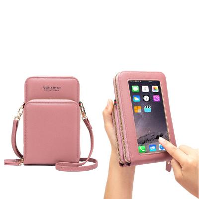 China One Shoulder/Diagonal/Hand Movable Wallet Lady Sling Shoulder Bag Mini Messenger Bag Elegant Lady with Credit Card Touch Screen Mobile Wallet for sale