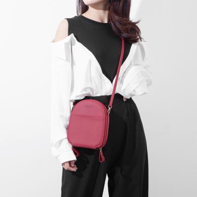 China Fashion Korean Travel One Shoulder/Diagonal Cross/Hand Small - Double Body Bag Zipper Large Capacity PU Bag Women Phone Bag Round Double Cross - Body for sale