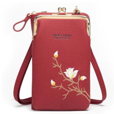 China Fashion Women Card Cell Phone / Wallet With Leather Strap Mini Shoulder Phone Bags for sale